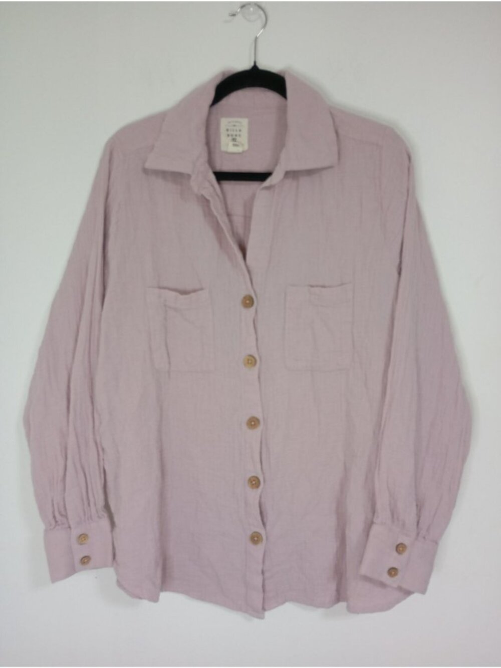 Billabong Womens Lilac Button-Up Shirt With Pockets And Textured Fabric Size M